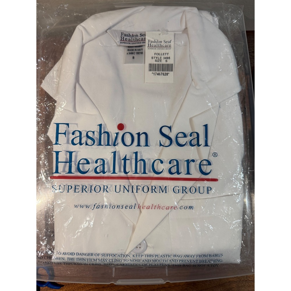 Fashion Seal Healthcare White Lab Coat Style 3495 Size S Professional Uniform